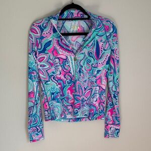 Lilly Pulitzer Pink and Blue Paisley Long Sleeve Top